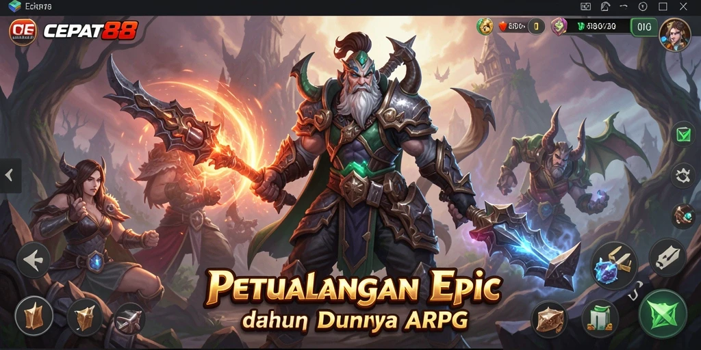 Tampilan gameplay penuh aksi dalam CEPAT88 ARPG.