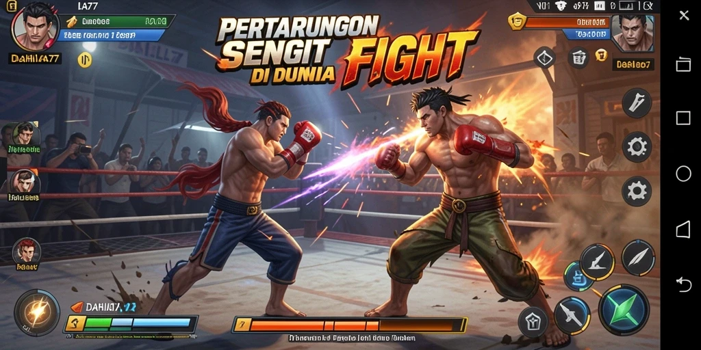 Tangkapan layar gameplay DAHLIA77 dengan karakter sedang bertarung.