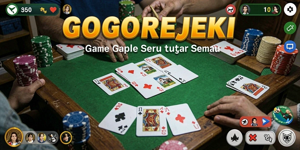 Screenshot utama GOGOREJEKI menampilkan gameplay Gaple yang seru.