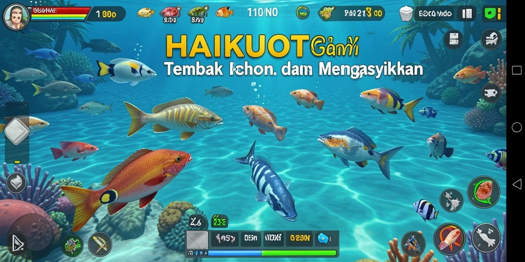 Gameplay HAIKUOTK yang menegangkan dalam menembak ikan.