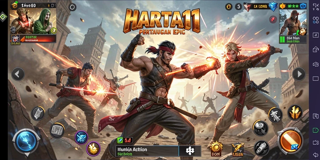 Screenshot HARTA11 menampilkan serangan mendebarkan dalam gameplay Action.