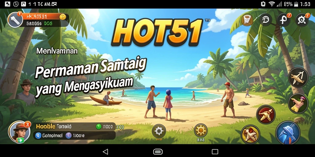 Screenshot gameplay HOT51 memperlihatkan suasana permainan yang ceria dan interaktif.