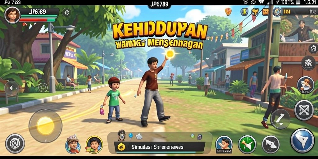 Screenshot gameplay JP6789 yang menampilkan interaksi karakter dan lingkungan.