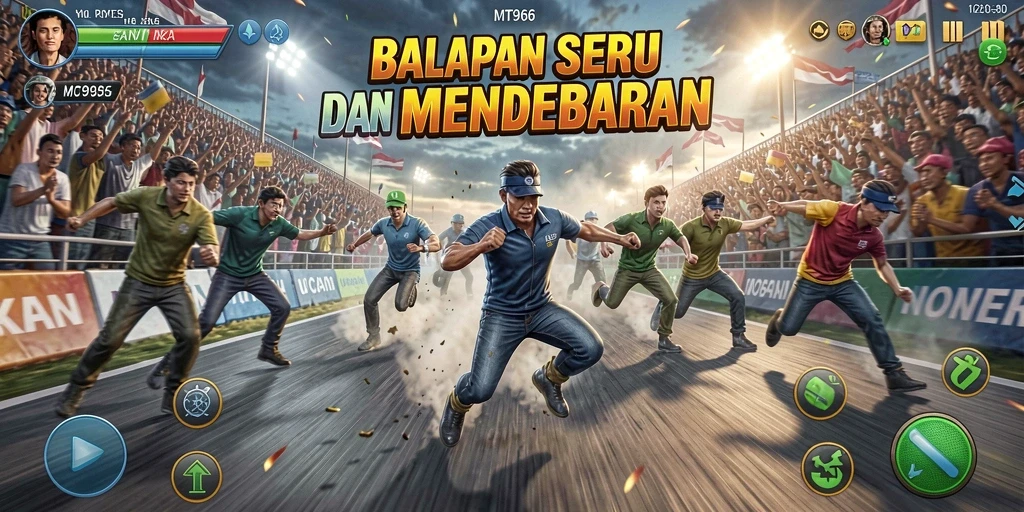 Tampilan gameplay balapan seru di MT966 dengan grafis menakjubkan.