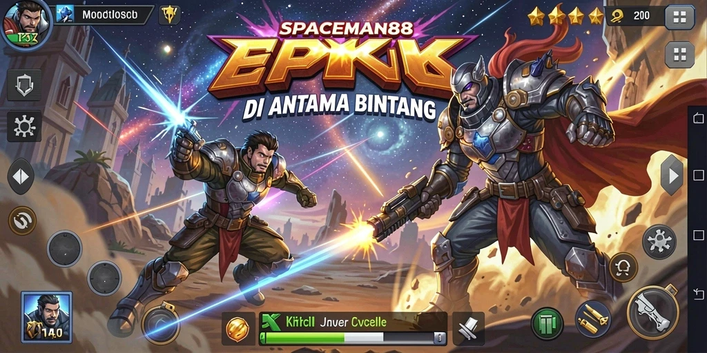 Screenshot gameplay SPACEMAN88 menampilkan aksi seru di arena luar angkasa.